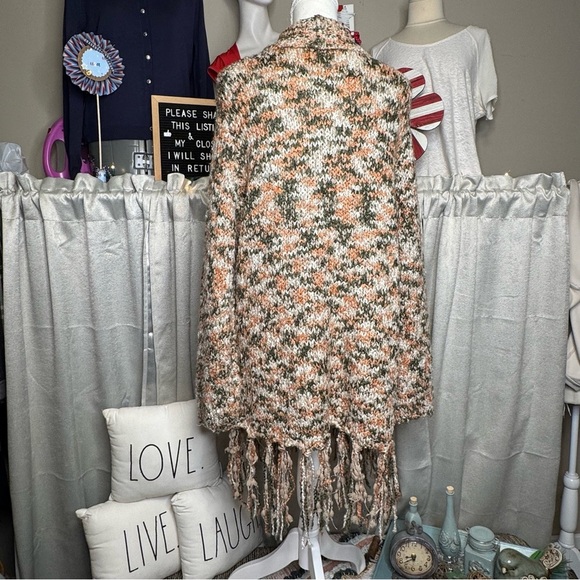 Multicolor Tassel Open Front Sweater Cardigan – Size XL - Picture 9 of 11